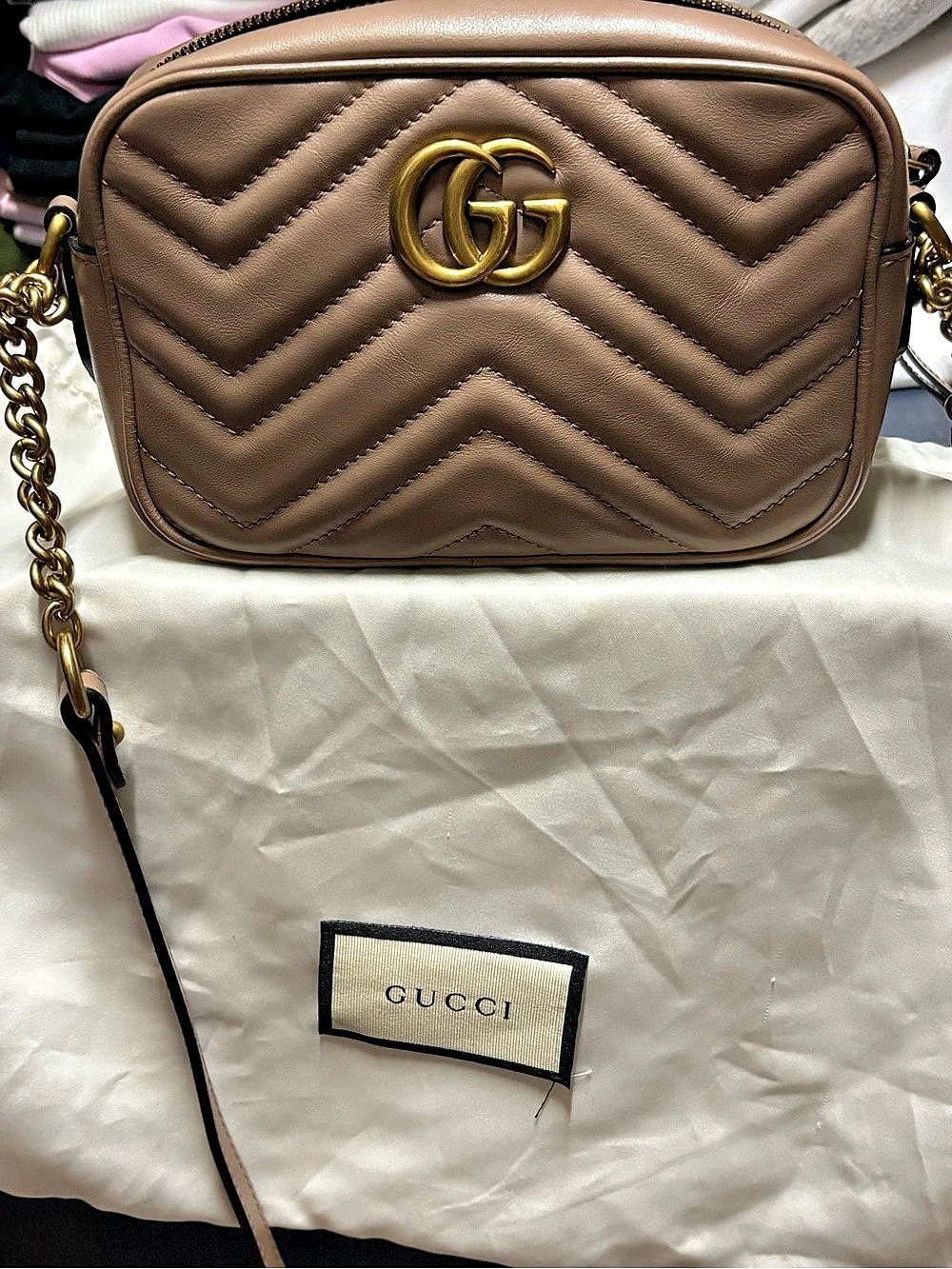 Gucci GG Marmont Matelasse Small Camera Bag Brown